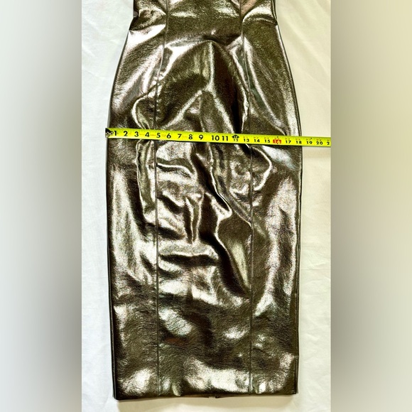 METALLIC SHINY MIDI NIGHT DRESS Fabric imitation leather - Picture 8 of 15
